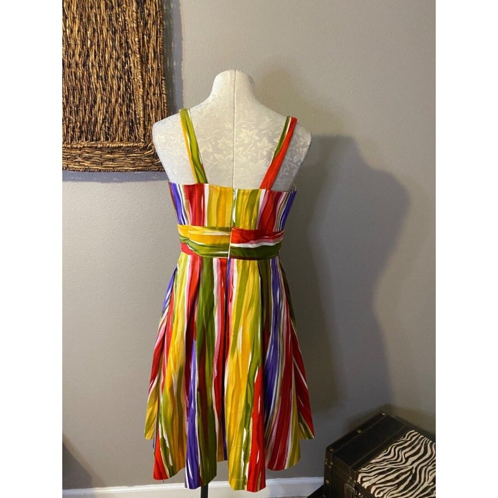 Calvin Klein Dress Red Purple Gold Green 12 A Line Stretch Career Church - Picture 11 of 11